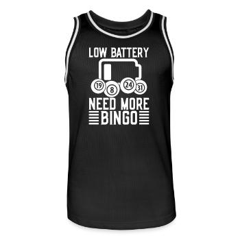 Joueur de bingo batterie faible : besoin de plus de bingo - Maillot de basket Homme - noir/blanc - Devant - AI Model Male 185 dark (185cm)