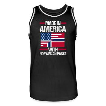 Norvège, Norge, Amérique, Fjords patriotiques, Scandinaves - Maillot de basket Homme - noir/blanc - Devant - AI Model Male 185 dark (185cm)