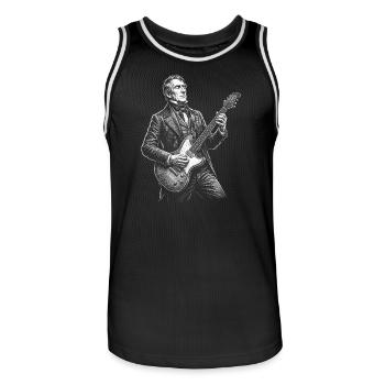 William Henry Harrison Guitare - Maillot de basket Homme - noir/blanc - Devant - AI Model Male 185 dark (185cm)