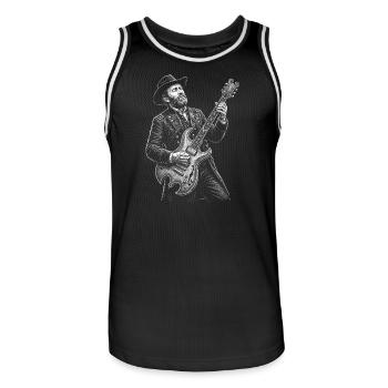 Ulysses S Grant Guitar - Men's Basketball Jersey - black/white - Front - AI Model Male 185 dark (185cm)