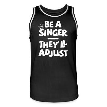 Sois chanteur. Ils s’adapteront. - Maillot de basket Homme - noir/blanc - Devant - AI Model Male 185 dark (185cm)