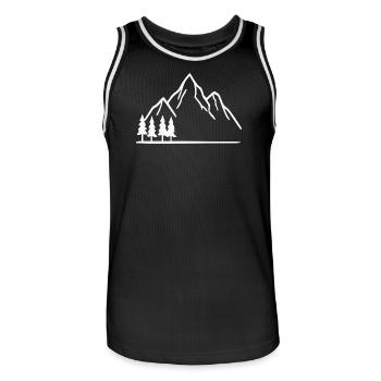 Mountain Hiking Mountaineering Gift - Men's Basketball Jersey - black/white - Front - AI Model Male 185 dark (185cm)