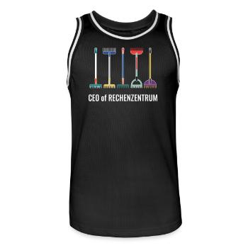 Leiter vom Rechenzentrum Gärtner EDV IT - Männer Basketball-Trikot - Schwarz/Weiß - Vorne - AI Model Male 185 dark (185cm)