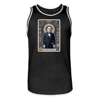 William McKinley Tarotkarte - Männer Basketball-Trikot - Schwarz/Weiß - Vorne - AI Model Male 185 dark (185cm)