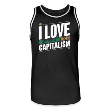 I Love Capitalism Unternehmer Aktien Kapitalismus - Männer Basketball-Trikot - Schwarz/Weiß - Vorne - AI Model Male 185 dark (185cm)