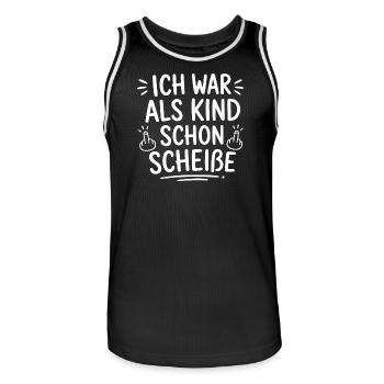 Ich war als Kind schon scheiße - Männer Basketball-Trikot - Schwarz/Weiß - Vorne - AI Model Male 185 dark (185cm)