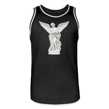 Himmlischer Schutzengel mit Schwert - Männer Basketball-Trikot - Schwarz/Weiß - Vorne - AI Model Male 185 dark (185cm)