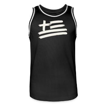 Griechenland Flagge - Männer Basketball-Trikot - Schwarz/Weiß - Vorne - AI Model Male 185 dark (185cm)