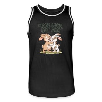 Make Love, Not War – Süße Hasen Umarmung - Männer Basketball-Trikot - Schwarz/Weiß - Vorne - AI Model Male 185 dark (185cm)