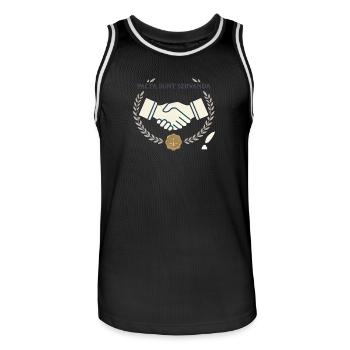 Pacta sunt servanda – Handschlag & Recht Wappen - Männer Basketball-Trikot - Schwarz/Weiß - Vorne - AI Model Male 185 dark (185cm)