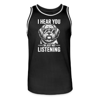 Lhasa Apso Drôle, Cadeau Lhasa Apso - Maillot de basket Homme - noir/blanc - Devant - AI Model Male 185 dark (185cm)