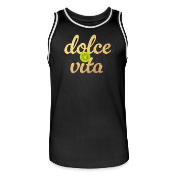 Dolce Vita Limette Gold Zitrone Italien Deko Quote - Männer Basketball-Trikot - Schwarz/Weiß - Vorne - AI Model Male 185 dark (185cm)