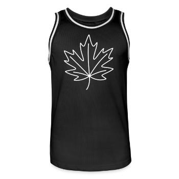Minimaler Blatt-Umriss - Männer Basketball-Trikot - Schwarz/Weiß - Vorne - AI Model Male 185 dark (185cm)