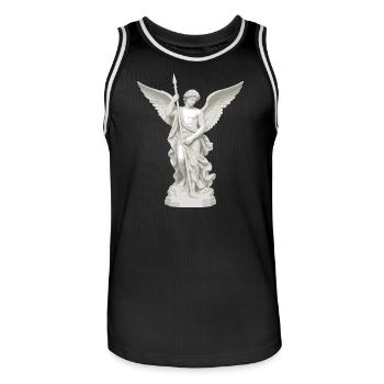 Geflügelter Engel mit Speer-Illustration - Männer Basketball-Trikot - Schwarz/Weiß - Vorne - AI Model Male 185 dark (185cm)
