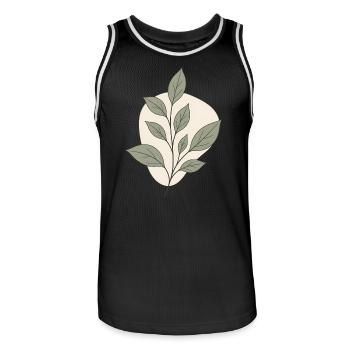 Minimalistischer Botanik Zweig Line Art Ästhetik - Männer Basketball-Trikot - Schwarz/Weiß - Vorne - AI Model Male 185 dark (185cm)