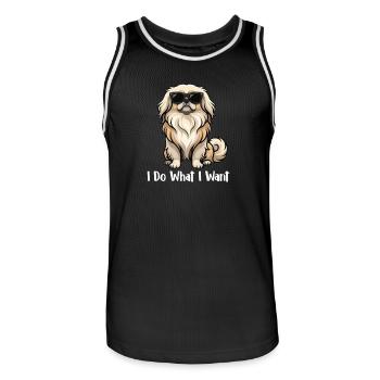 Ich mache, was ich will – Pekingesische Mama Peke Hund Papa - Männer Basketball-Trikot - Schwarz/Weiß - Vorne - AI Model Male 185 dark (185cm)