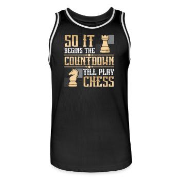 Chess Chess Player Chessboard - Men's Basketball Jersey - black/white - Front - AI Model Male 185 dark (185cm)
