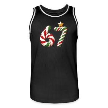 Candy Cane 67 Meme - Männer Basketball-Trikot - Schwarz/Weiß - Vorne - AI Model Male 185 dark (185cm)