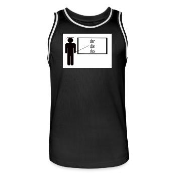 German Teacher - Men's Basketball Jersey - black/white - Front - AI Model Male 185 dark (185cm)