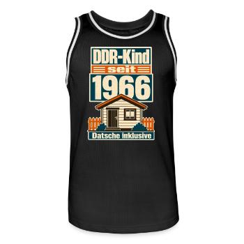 DDR Kind seit 1966, Datsche inklusive Geburtstag - Men's Basketball Jersey - black/white - Front - AI Model Male 185 dark (185cm)