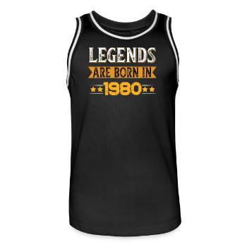 Anniversaire né en 1980 - Maillot de basket Homme - noir/blanc - Devant - AI Model Male 185 dark (185cm)