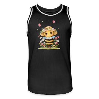 Une jolie abeille avec un chapeau de fleurs et un motif de jardin pour - Maillot de basket Homme - noir/blanc - Devant - AI Model Male 185 dark (185cm)