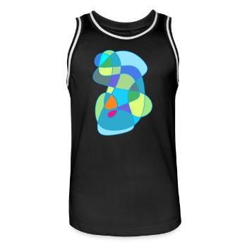 Conception accentuée de la forme des couleurs - Maillot de basket Homme - noir/blanc - Devant - AI Model Male 185 dark (185cm)