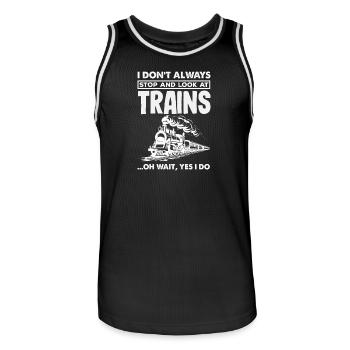 Je ne m’arrête pas toujours pour regarder les trains - Maillot de basket Homme - noir/blanc - Devant - AI Model Male 185 dark (185cm)