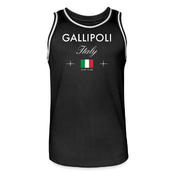 Gallipoli, Italie, coordonnées Souvenir de voyage - Maillot de basket Homme - noir/blanc - Devant - AI Model Male 185 dark (185cm)