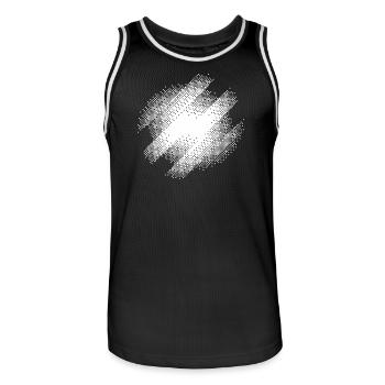 Bauhaus Burst Abstract - Men's Basketball Jersey - black/white - Front - AI Model Male 185 dark (185cm)