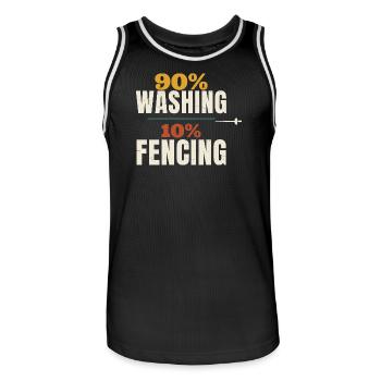 Escrime 90 % Lavage 10 % Escrime Épée drôle Escrimeur - Maillot de basket Homme - noir/blanc - Devant - AI Model Male 185 dark (185cm)