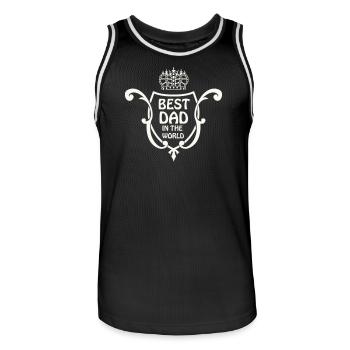 Emblème du meilleur papa au monde - Maillot de basket Homme - noir/blanc - Devant - AI Model Male 185 dark (185cm)