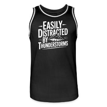 Easily Distracted By Thunderstorms - Men's Basketball Jersey - black/white - Front - AI Model Male 185 dark (185cm)