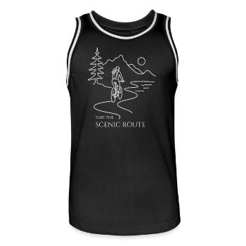 montagnes cyclistes Prendre la Route Panoramique - Maillot de basket Homme - noir/blanc - Devant - AI Model Male 185 dark (185cm)