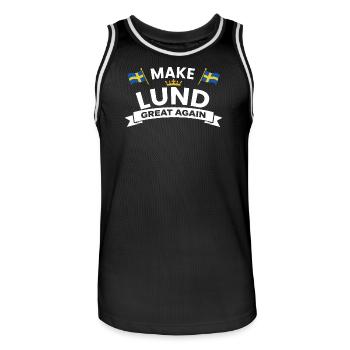 Lund City Pride Crest - Men's Basketball Jersey - black/white - Front - AI Model Male 185 dark (185cm)