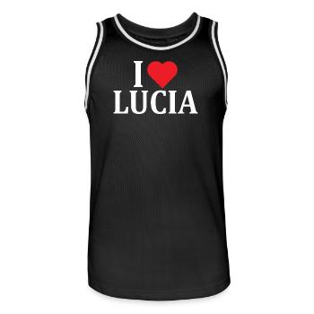 t-shirt name I love Lucia t-shirt gift idea - Men's Basketball Jersey - black/white - Front - AI Model Male 185 dark (185cm)