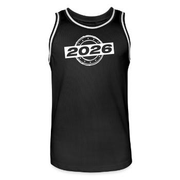 Année 2026 - Maillot de basket Homme - noir/blanc - Devant - AI Model Male 185 dark (185cm)