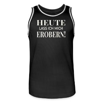 Aujourd’hui, je me suis laissé conquérir ! - Maillot de basket Homme - noir/blanc - Devant - AI Model Male 185 dark (185cm)