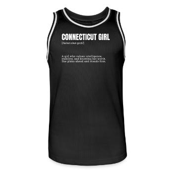 Connecticut Girl: Smart & Worthy - Men's Basketball Jersey - black/white - Front - AI Model Male 185 dark (185cm)