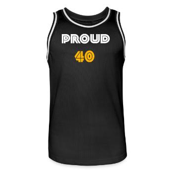 geburtstagsshirt, proud 40 - Männer Basketball-Trikot - Schwarz/Weiß - Vorne - AI Model Male 185 dark (185cm)