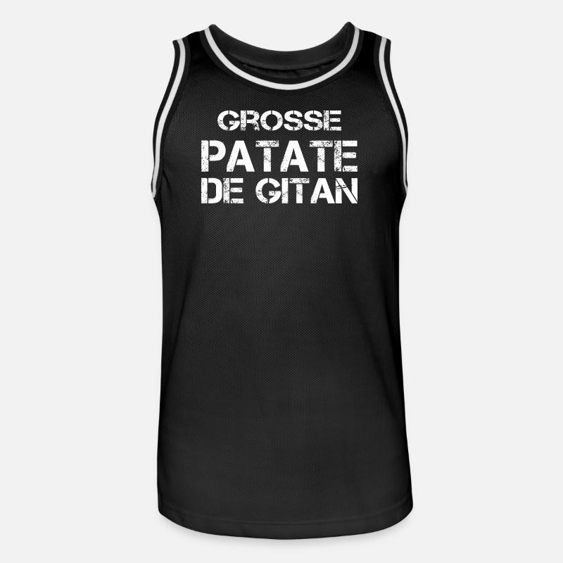 Grosse Patate de gitan - Maillot de basket Homme - noir/blanc