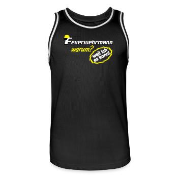 Volunteer Fire Brigade , Firefighter because I (25 - Men's Basketball Jersey - black/white - Front - AI Model Male 185 dark (185cm)