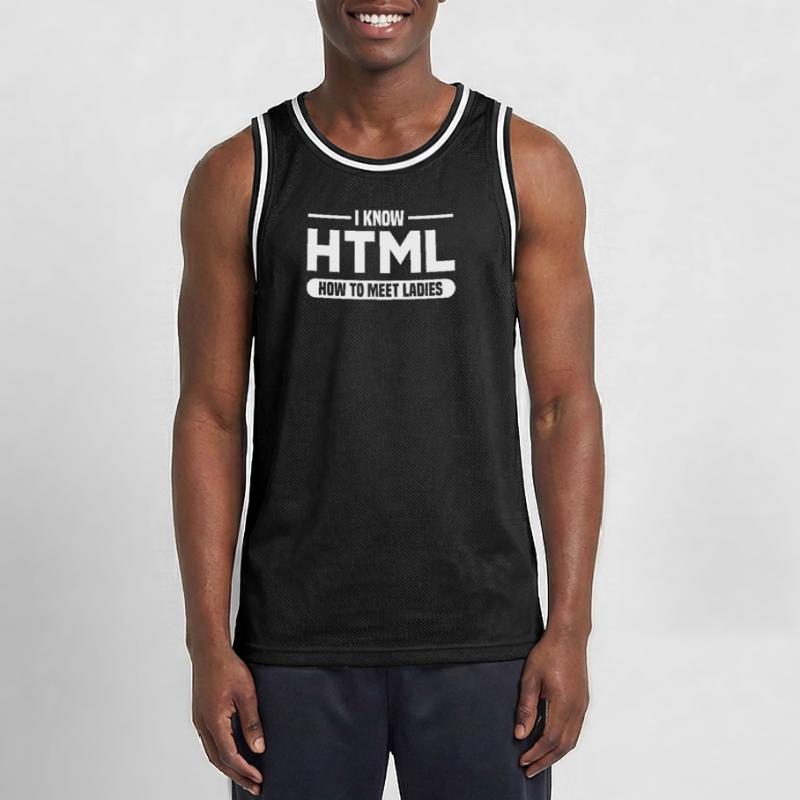 HTML Humor Code Programmierer Spruch Männer Basketball-Trikot