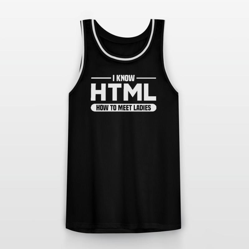 HTML Humor Code Programmierer Spruch Männer Basketball-Trikot