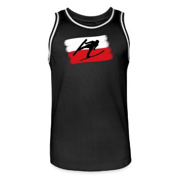 Ski Jumper Poland - Men's Basketball Jersey - black/white - Front - AI Model Male 185 dark (185cm)