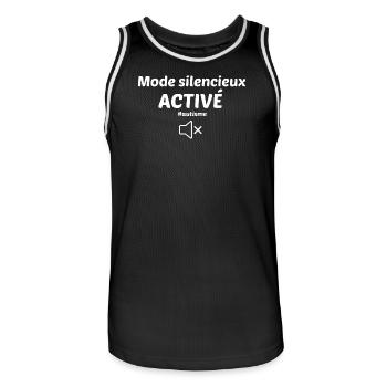 Mode silencieux activé - Maillot de basket Homme - noir/blanc - Devant - AI Model Male 185 dark (185cm)