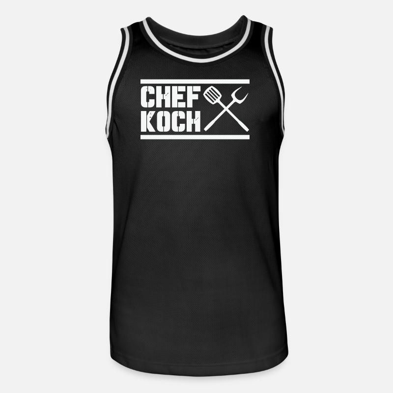 chef_koch - Maglia da basket per uomo - nero/bianco