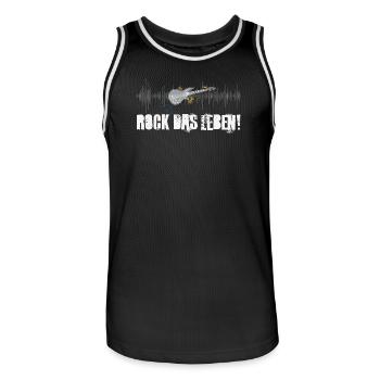 Rock das Leben! Gitarre, Musik - Männer Basketball-Trikot - Schwarz/Weiß - Vorne - AI Model Male 185 dark (185cm)