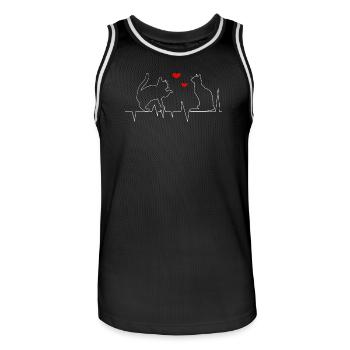 Chats, battement de cœur, cadeau pour l’amoureux des chats - Maillot de basket Homme - noir/blanc - Devant - AI Model Male 185 dark (185cm)