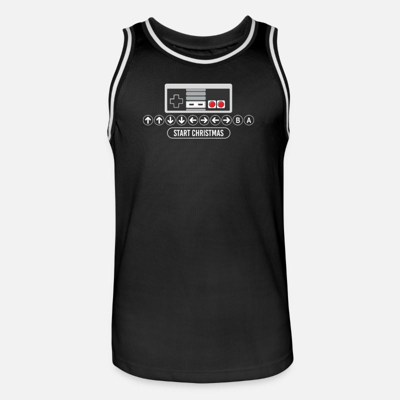Cheat-Code Start Weihnachten Gaming Gamer Videospiel - Männer Basketball-Trikot - Schwarz/Weiß
